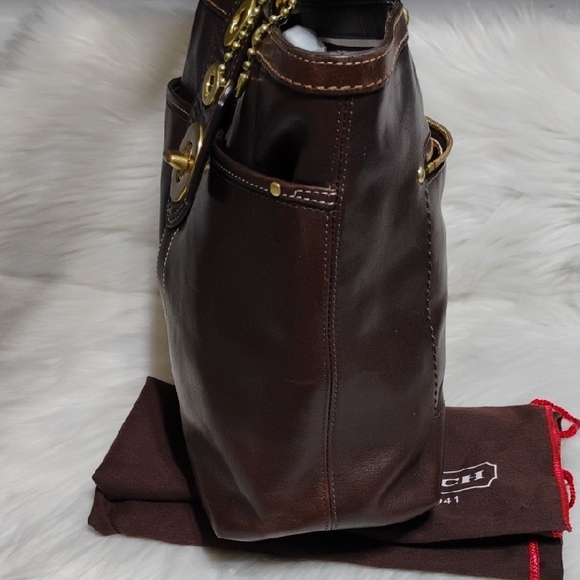 Authentic Coach Lily Legacy Turn Lock Brown Leather Shoulder Bag W Dust Bag - Picture 5 of 15